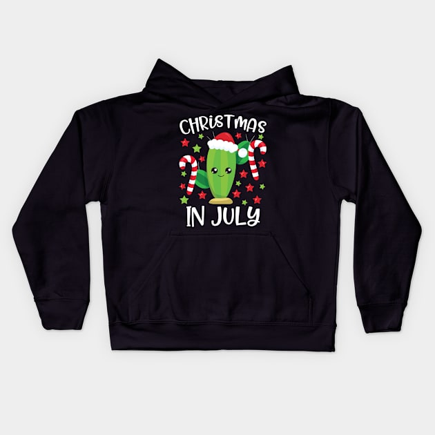 Christmas In July Desert Cactus Cute Santa Succulent Plant Kids Hoodie by teevisionshop